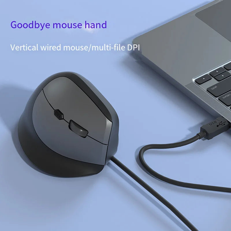 Wired Right Hand Vertical RGB Mouse Ergonomic Gaming Mouse 1600DPI USB Optical Wrist Healthy Mouse for PC Computer