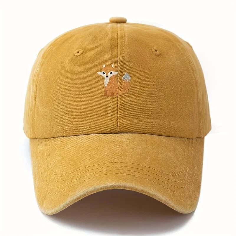 Boné de baseball estampado com padrão de raposa adorável para moda casual do dia a dia, chapéu versátil para deslocações urbanas, adequado para homem e mulher