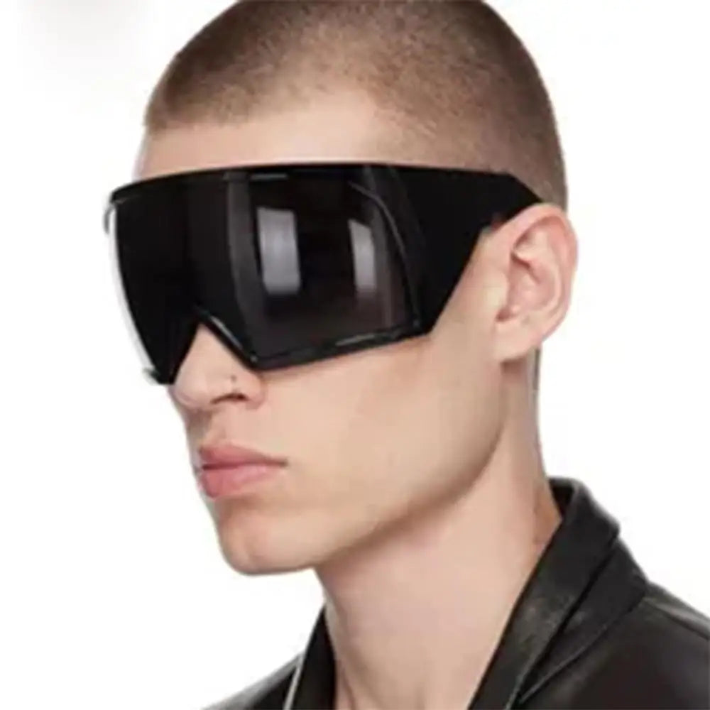 Futuristic Wrap Around Sunglasses Rave Curved Lens UV400 Protection 2000'S Eyewear Oversized Y2K Sun Glasses for Women & Men