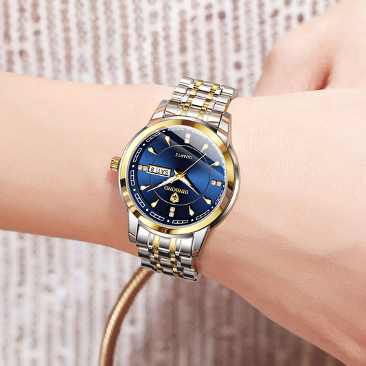 Montres à quartz de luxe originales BINBOND pour femme – Modèle étanche et lumineux – Idée cadeau (coffret inclus)