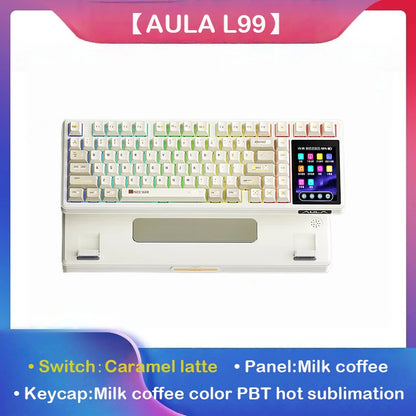AULA L99 intelligente mechanische Tastatur mit Display, Bluetooth, kabellos, Tri-Mode, Nacht-Gaming-Laptop-Tastatur, 8000mAh, Raindrop Switch