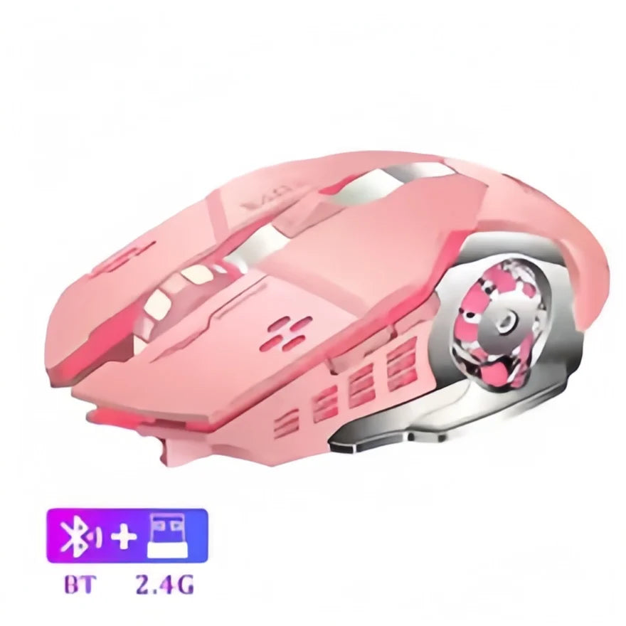 Wiederaufladbare kabellose Gaming-Maus – leise Bluetooth/USB-Verbindung, RGB-Hintergrundbeleuchtung, E-Sports für PC