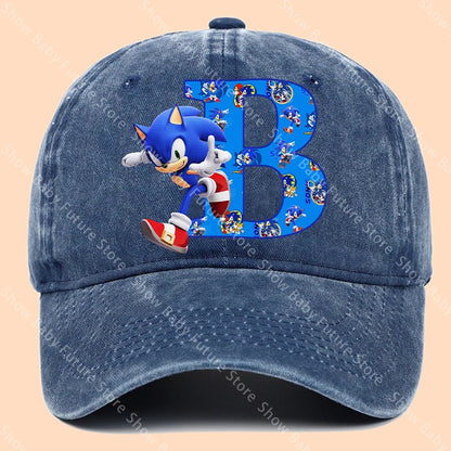 New Cartoon Cute Retro Baseball Caps Sonics Letter Man Boys Hat Hip Hop Breathable Mesh Hats Cute Anime Sunbonnet Birthday Gifts