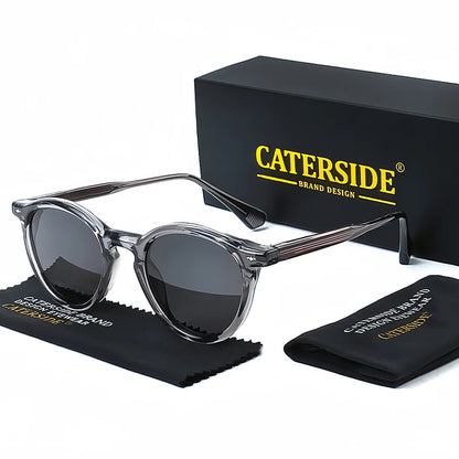 CATERSIDE Round Polarized Sunglasses Men Propionic High Quality Sun Glasses Women Punk Outdoor Driving Fishing Eyewear UV400