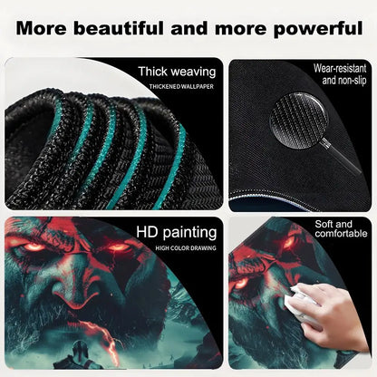 Xxl Mouse Pad God of War Desk Mat Gaming Accessories Keyboard Computer Mousepad Gamer Large Pc Cabinet Office Table Carpet Rug