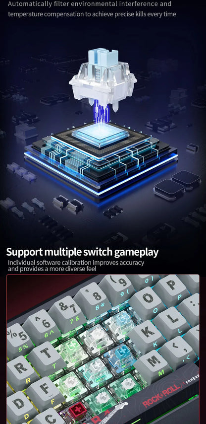 Teclado Magnético SKYLOONG GK61/GK68 HE com Caixa em Alumínio, 8000hz, RT0.01mm, Gatilho Rápido, Teclas PBT, Retroiluminação RGB, Teclado Gaming com Fio