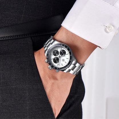 Vyriški laikrodžiai „Rolls Timi Panda“ – kvarcinis chronografas, prabangus modelis, safyro stiklas su antirefleksine danga, atsparus vandeniui, sportiškas stilius