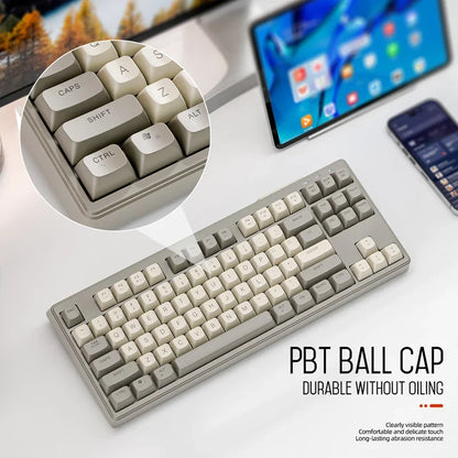Tastiera M87 wireless Bluetooth dual mode, sensazione meccanica, gaming e ufficio silenziosa, copritasti sferici in PBT, illuminazione arcobaleno