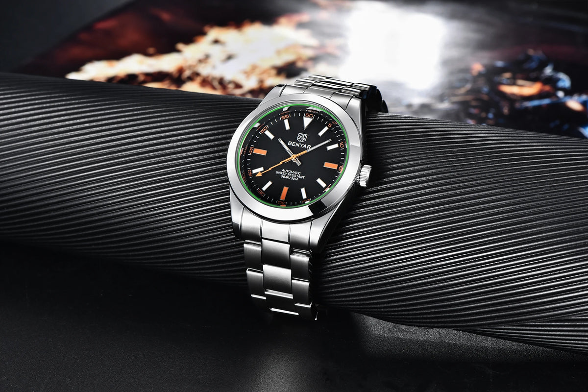BENYAR – Neue Herrenuhr, Luxusmarke, mechanische Automatikuhr, wasserdicht bis 50 m, sportliches Modell mit leuchtenden Zeigern