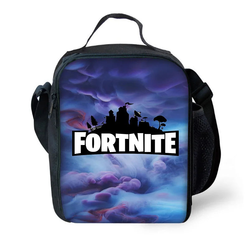 Saco térmico infantil F-FortniteS de grande capacidade para menino e menina, lancheira térmica reutilizável para estudante, piquenique e atividades ao ar livre