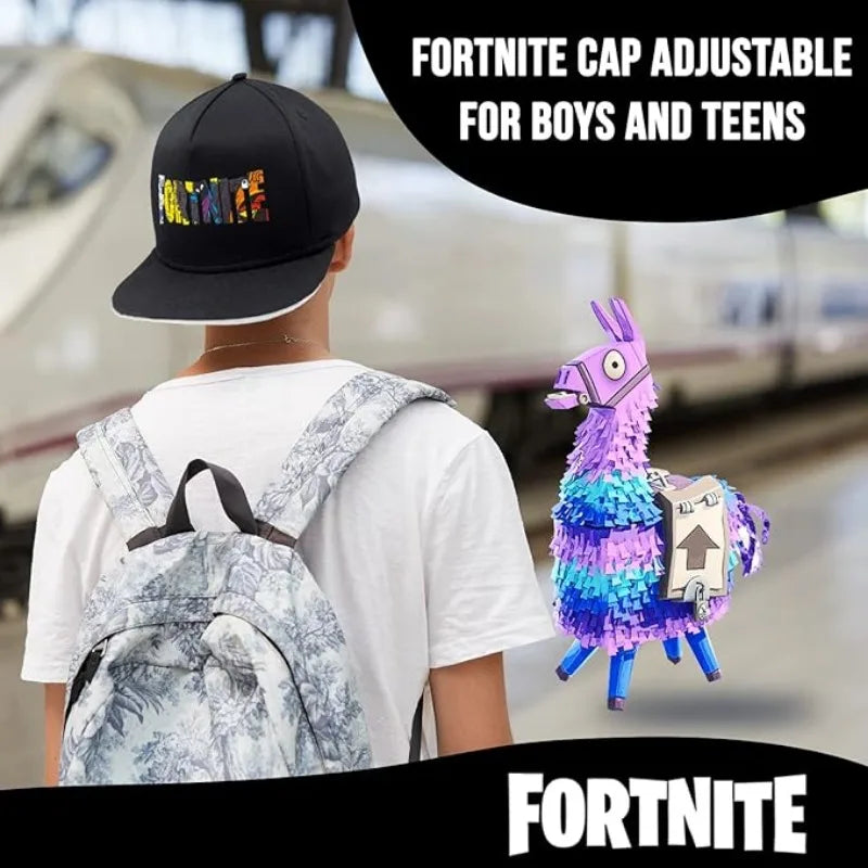 Fortnite Game Cap, Cartoon Black Hat for Adults, Outdoor Travel Adjustable Sun Baseball Sports Cap