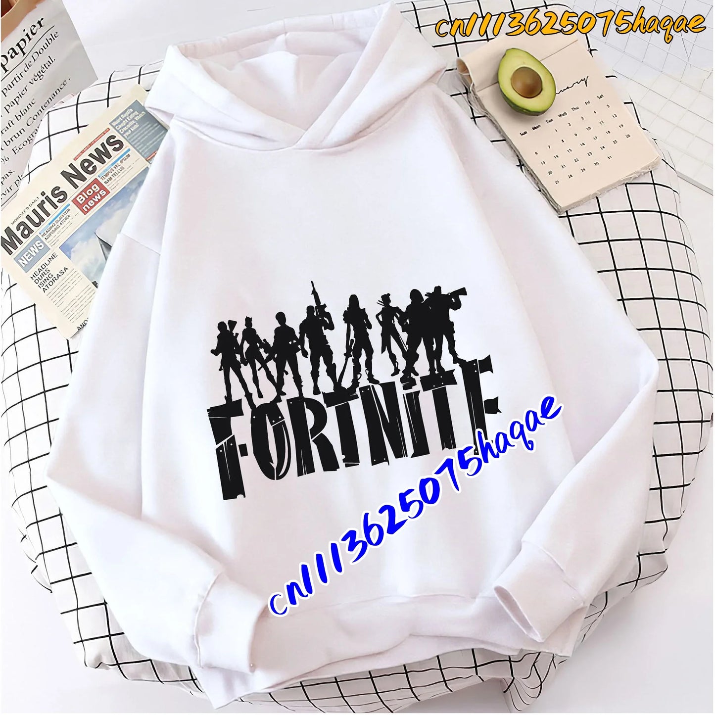 Hoodies infantis Fortnite com estampado do jogo, fato confortável de desenho animado, tops largos de manga comprida, roupa de outono/inverno