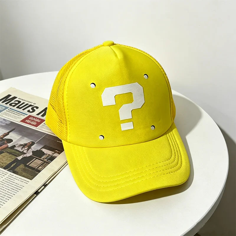 Anime Cartoon Super Brothers Cosplay Baseball Hat Breathable Sun Protection Yellow Question Block Baseball  Sun Shading Cap