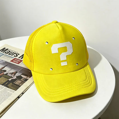 Anime Cartoon Super Brothers Cosplay Baseball Hat Breathable Sun Protection Yellow Question Block Baseball  Sun Shading Cap