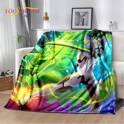 Overwatch Gamer DVA Reaper Manta Macia de Peluche, Manta de Flanela para Sala de Estar, Quarto, Cama, Sofá, Piquenique, Criança, 3D