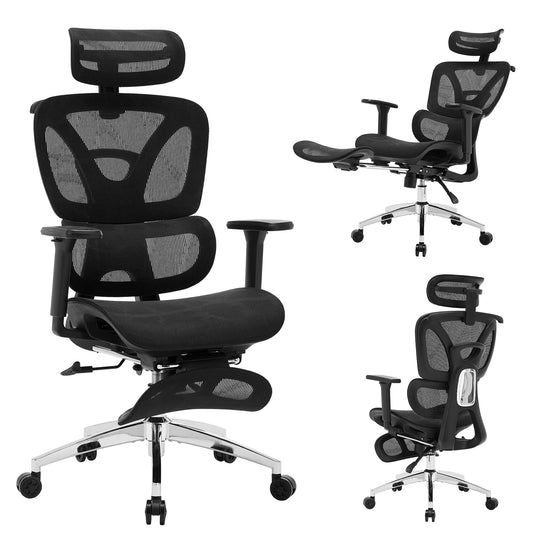 Ergonomic Office Chair, High Back Mesh Desk Chair w/Footrest, Dynamic Lumbar Support, Adjustable Headrest 90-125° Tilt Backrest