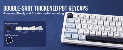 Teclado mecânico EPOMAKER x AULA F65 com layout 65%, hot-swap, montagem gasket e ligação com fios/Bluetooth/2.4G sem fios para Mac/Win