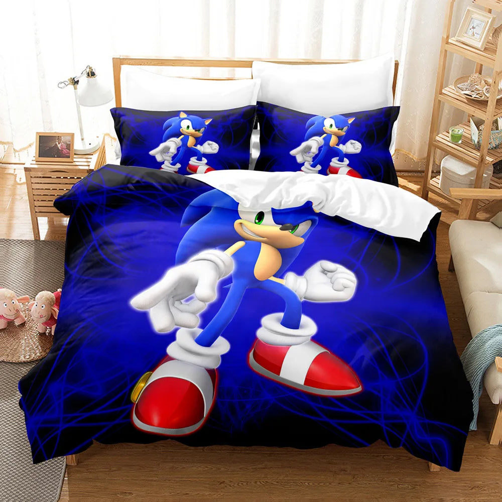 Cute Sonics Boy Bedding Set Exquisite 3D Digital Cartoon Sonics Duvet Cover Comforter Bed Youth Kids Girl Boys Gift