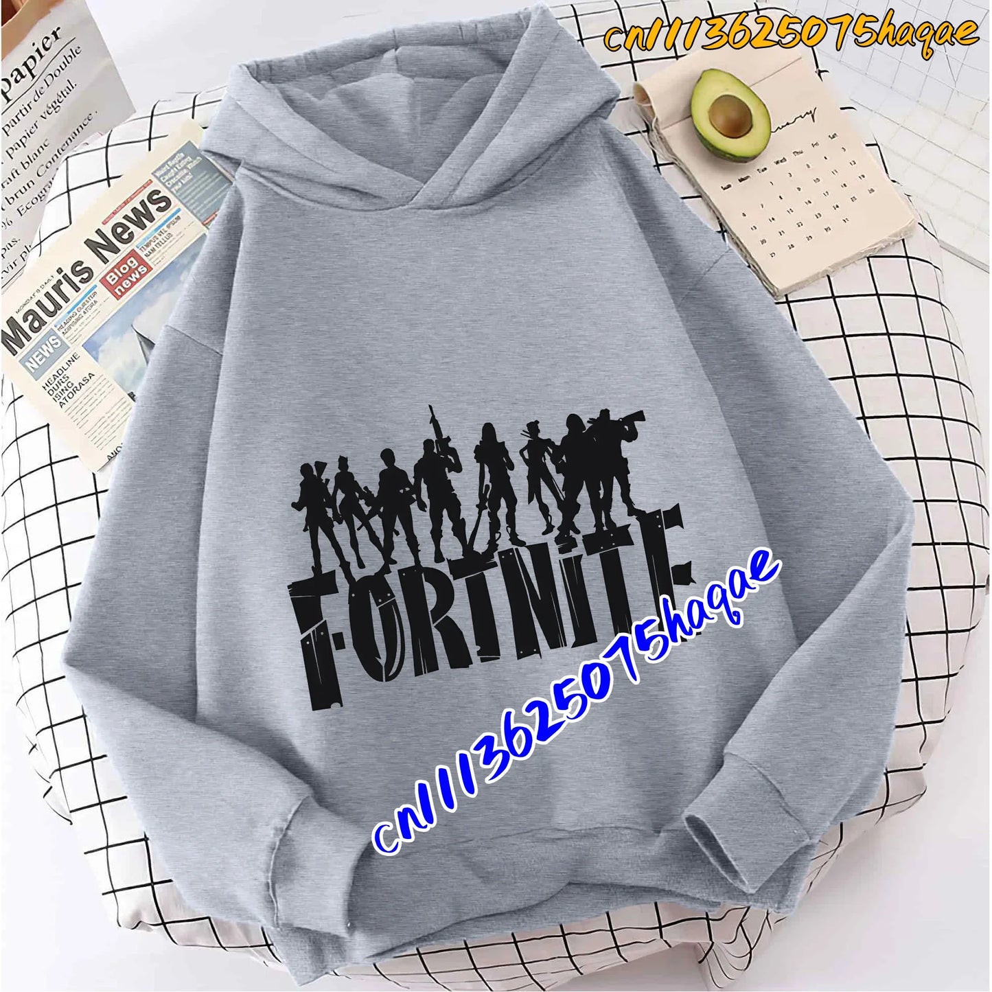 Hoodies infantis Fortnite com estampado do jogo, fato confortável de desenho animado, tops largos de manga comprida, roupa de outono/inverno