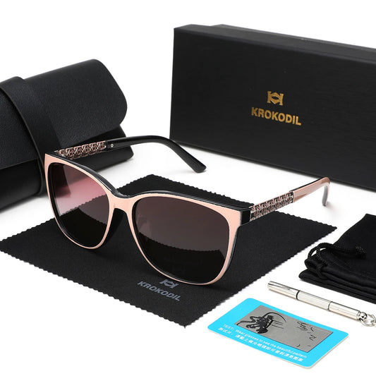 KROKODIL Polarized Sunglasses for Women Fashion Square Sunglasses Unisex Frame UV400 Protection With Boxes Set