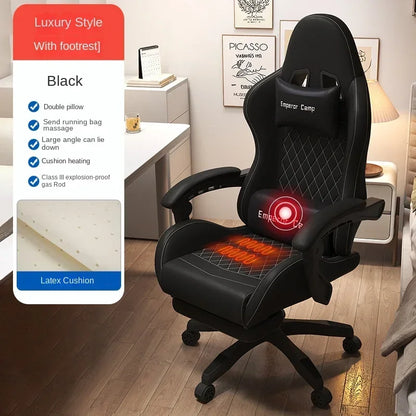 Cadeira Gaming Hestora em Couro PU Grande e Alta, Ergonómica, de Encosto Alto, para Computador, com Apoio para os Pés, Massagem e Suporte Lombar para Adultos