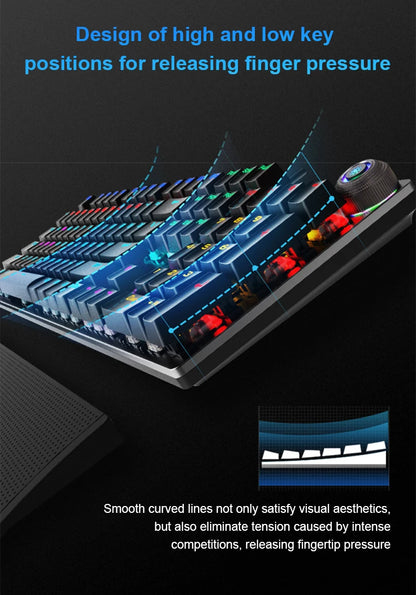 Teclado Mecânico AULA F2088 com Fio para Gaming, Botão Multifuncional, 104 Teclas, Retroiluminação Magic, Programação Macro, Compu