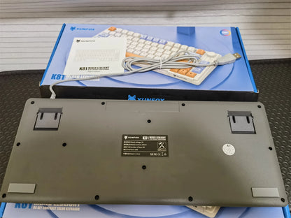 Teclado Gaming K81 com 81 Teclas, Layout 80%, Espanhol, Russo, Coreano e Árabe, USB com Fio, Luz RGB, Botão de Volume, Ergonómico