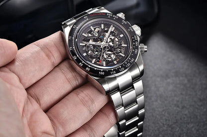 Relógio Mecânico Automático PAGANI DESIGN para Homem em Aço Inoxidável, Impermeável, Desportivo 10Bar, Luxo Casual para Homem