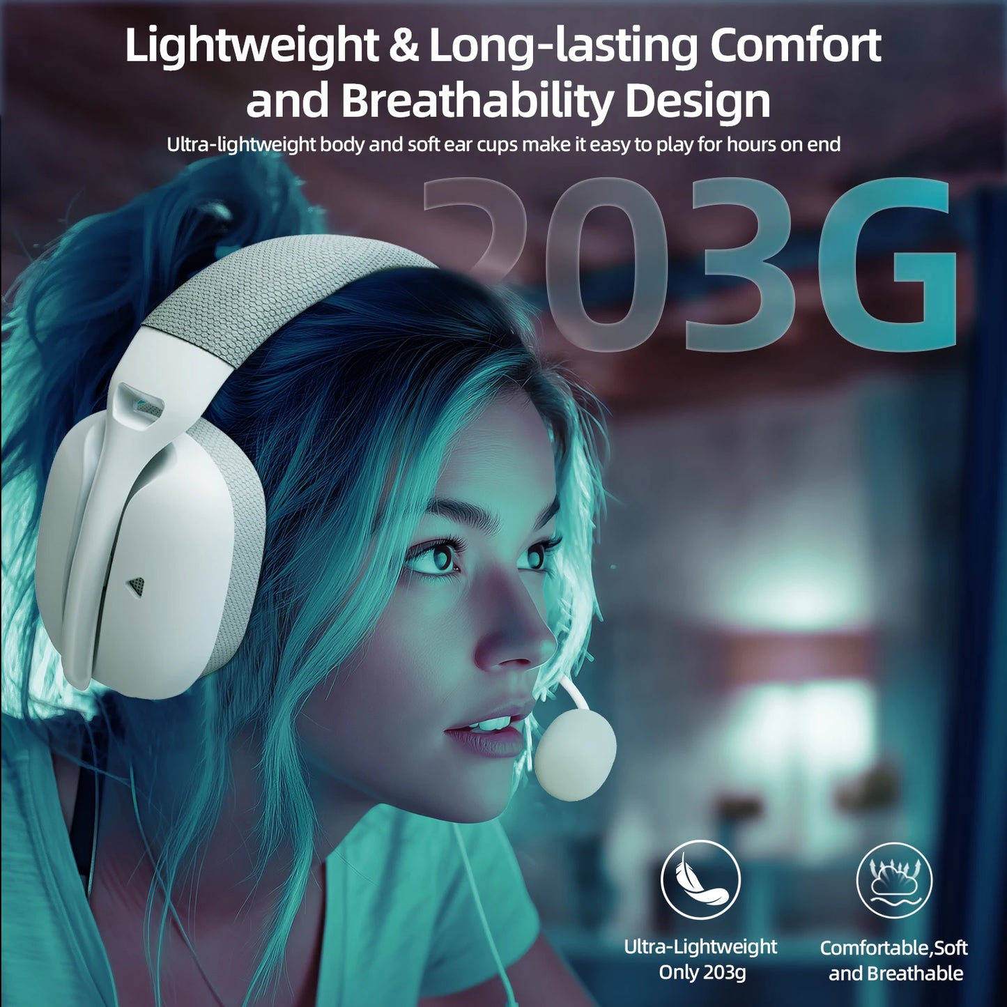 Cuffie da gaming ATTACK SHARK L80PRO 3-in-1 – Cuffie Bluetooth wireless a bassa latenza con doppio microfono, audio Hi-Fi da 40mm e connessione stabile