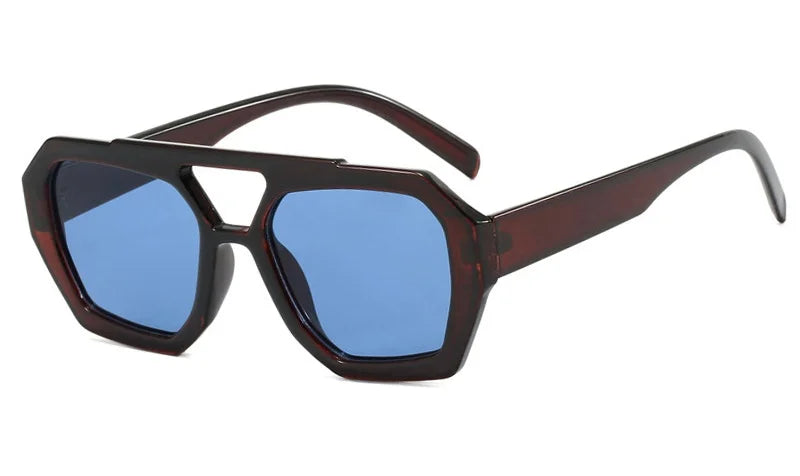 Fashion Pilot Oversized Sunglasses For Women New Double Bridges Sun Glasses Female Retro Square Leopard Purple Eyewear Trendy
