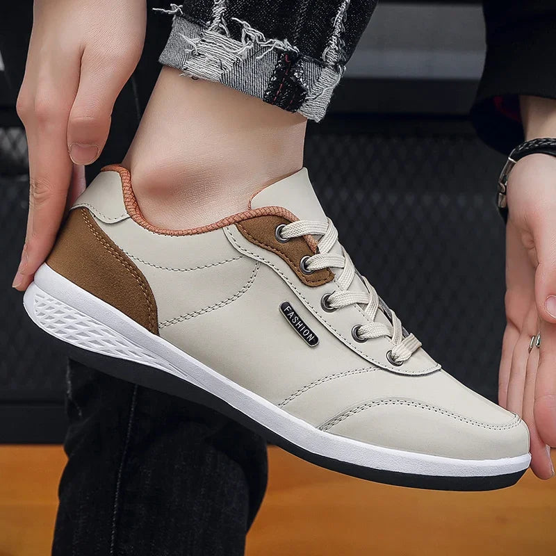 YRZL Scarpe da uomo primavera autunno impermeabili da passeggio, sneakers casual in pelle da uomo, scarpe sportive antiscivolo, calzature da tennis per uomo