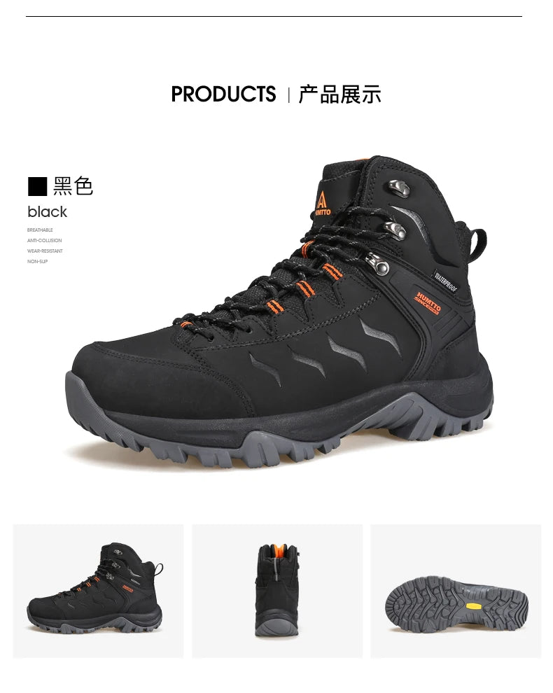 Zapatos de senderismo HUMTTO, botas de caza impermeables para hombre, botas tácticas de combate para desierto hasta el tobillo, botas de trekking para hombre y mujer, zapatillas cálidas de cuero