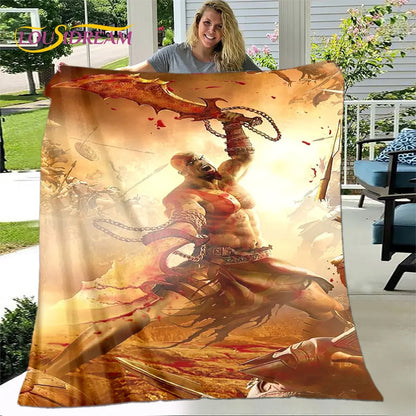 God of War Game Gamers Soft Plush Blanket,Flannel Blanket Throw Blanket for Living Room Bedroom Bed Sofa Picnic Cover Bettdecke