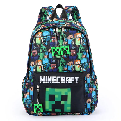 In Stock Minecraft Backpack Graffiti Print Lightweight School Backpack Casual Daily Travel Bag For Male Young Men Outdoor Use