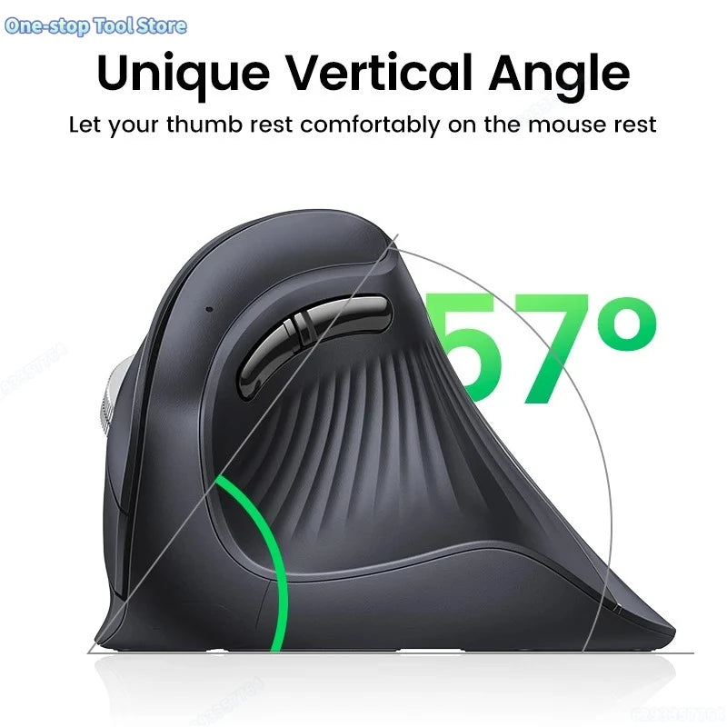Mouse wireless Bluetooth 5.0 2.4G ergonomico 4000DPI con 6 pulsanti silenziosi per MacBook, tablet, laptop e computer PC