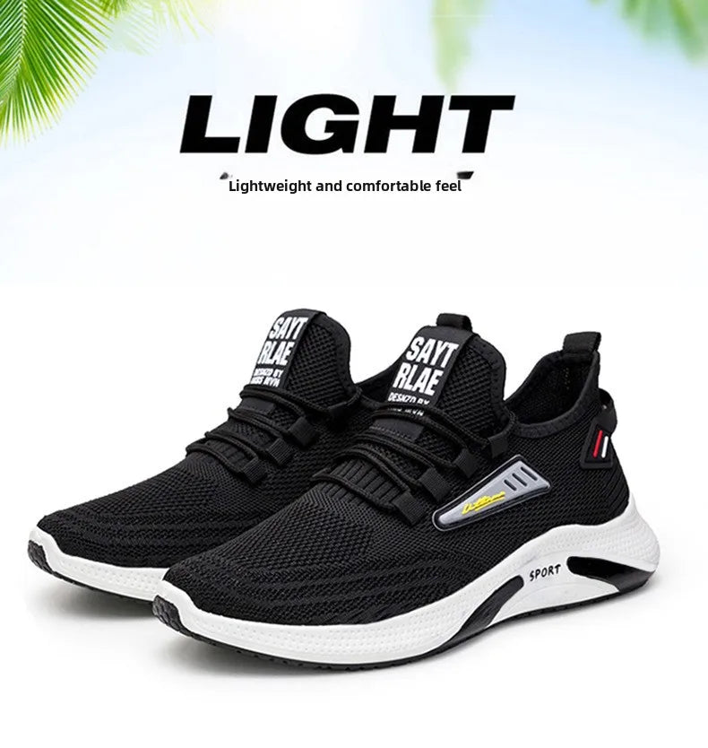 Hot Sale Of The Season New Men's Running Shoes Breathable Lightweight Knitted Lace-Up Sports Sneakers Fashionable Korean Styl...