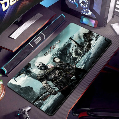 Game God Of War Big Mousepad Large Keyboard Desk Mat Pc Computer Gaming Gamer Mouse Pad LockEdge Rubber Non-slip Mats 90x40cm