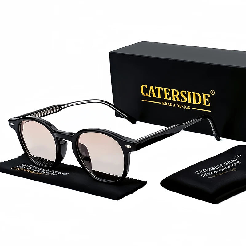 Caterside Polarized Round Sunglasses Men TR Frame Core Insert Leg Sun Glasses Women Set Retro Driving Fishing Punk Eyewear UV400