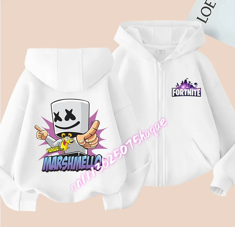 Neue Fortnite-Kapuzenjacke für Kinder im Herbst, mit Cartoon-Spielcharakter-Print, Reißverschluss, Winterjacke für Jungen