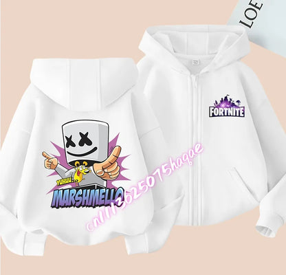 Neue Fortnite-Kapuzenjacke für Kinder im Herbst, mit Cartoon-Spielcharakter-Print, Reißverschluss, Winterjacke für Jungen