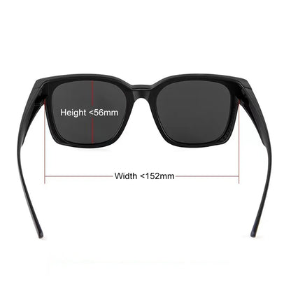 KLASSNUM Transfer Sunglasses Ladies Fit Over Sun Glasses Men Oversize Square Wrap Around Glasses for Prescription Myopia Goggles