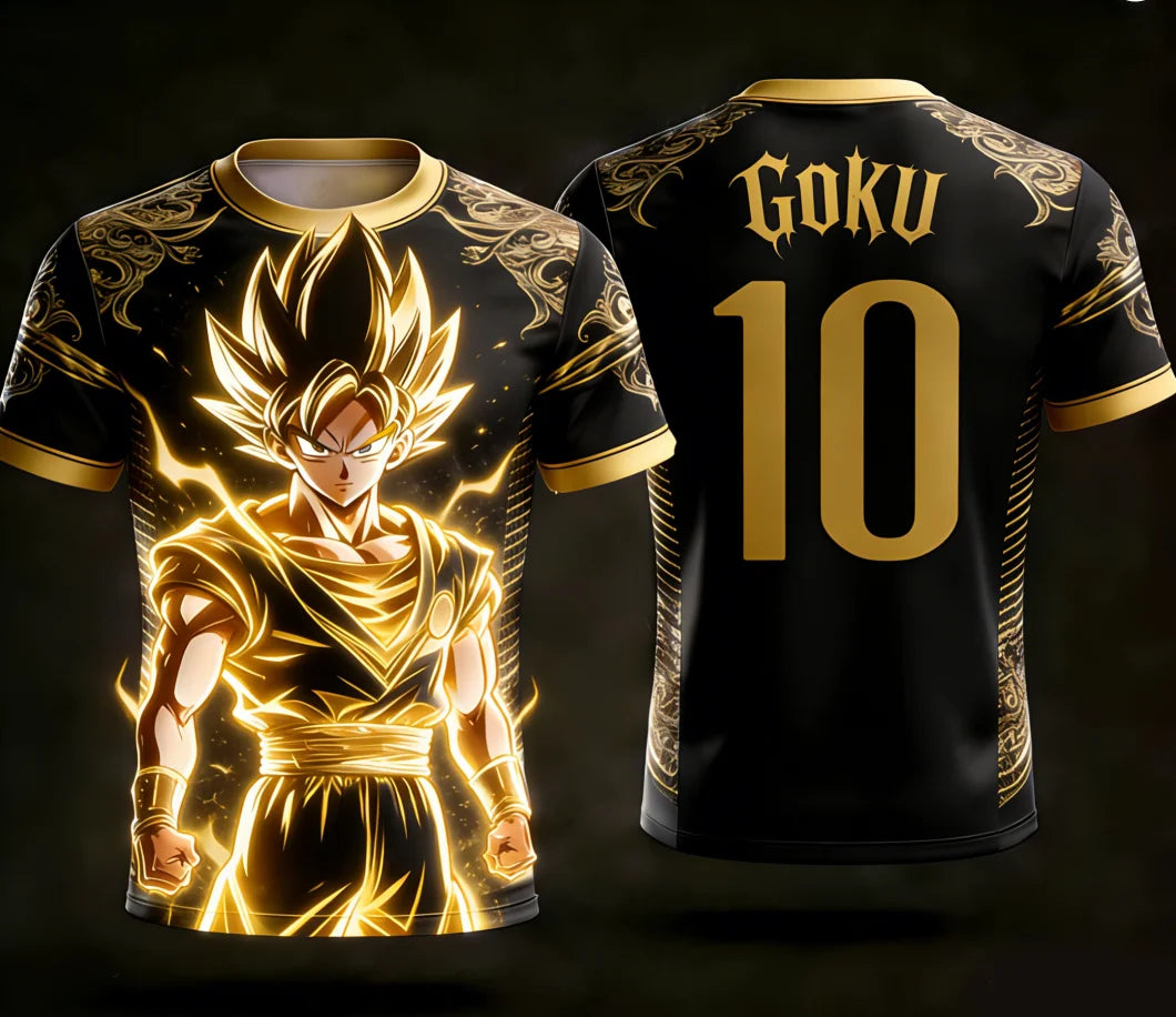 2026 Dragon Ball Official 3D Printed Wukong 10 Training Suit for Parent-child Sports, Quick Drying Fashion Short Sleeved T-shirt