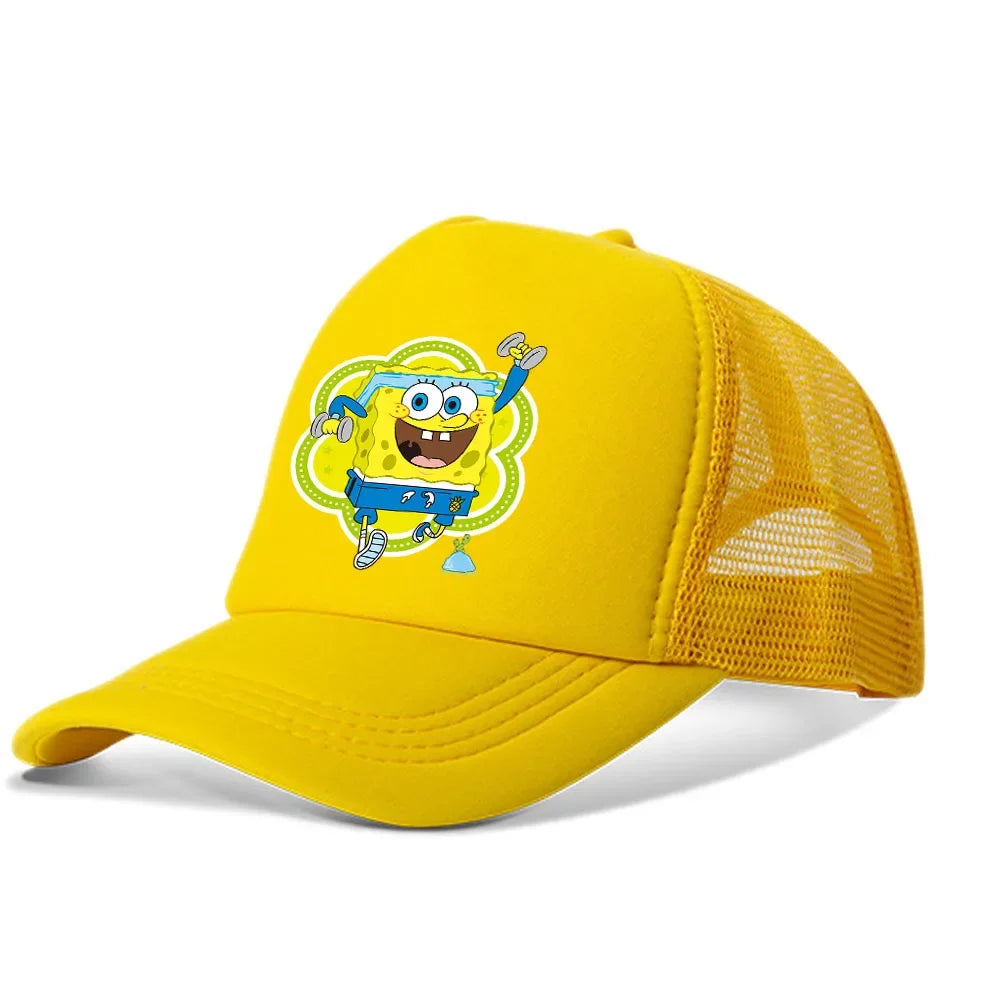 Cartoon SpongeBob Men Women Baseball Cap Outdoor Travel Boy Girl Mesh Sunhat Adult Hip Hop Dad Hat Summer Sport Trucker Peak Cap
