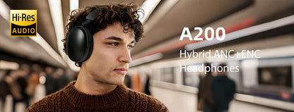 Oneodio SuperEQ A200 kabellose Bluetooth 5.4 ANC-Kopfhörer – Over-Ear-Noise-Cancelling-Headset mit ENC-Mikrofon, Hi-Res Audio & App-Steuerung