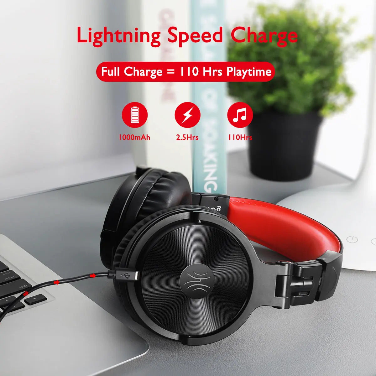 Cuffie da gaming wireless OneOdio Pro-M Bluetooth 5.2 HiFi stereo, autonomia 110H con microfono, bassi profondi, cuffie over-ear pieghevoli