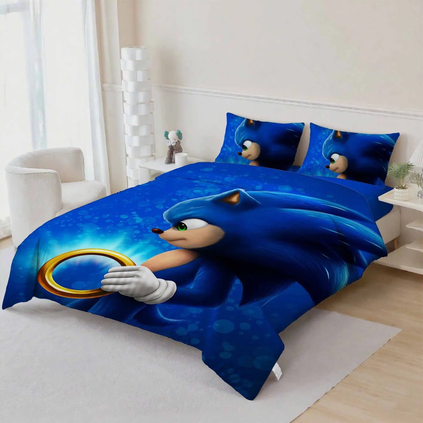 Cute Sonics Boy Bedding Set Digital Cartoon Sonics Duvet Cover Comforter Bed Youth Kids Girl Boys Gift