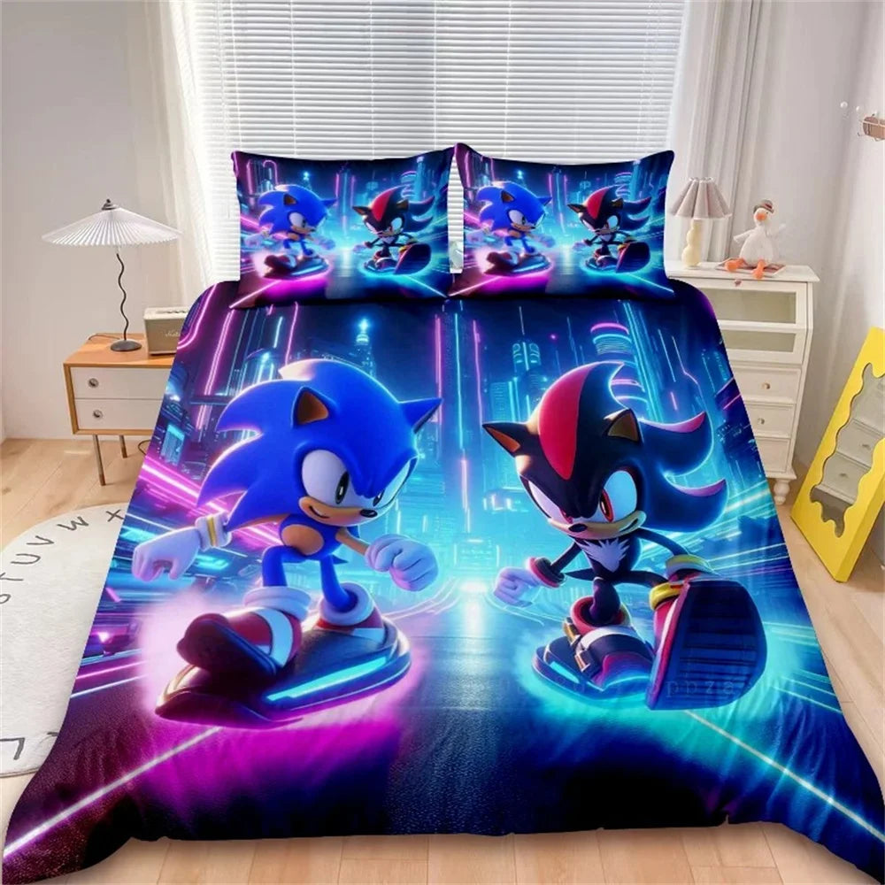 Cartoon Duvet Cover Set Bedding Soft Laundry Cotton S-Sonic-S Film H-Hedgehogs 2/3 Piece Set Four Seasons Student Dormitory