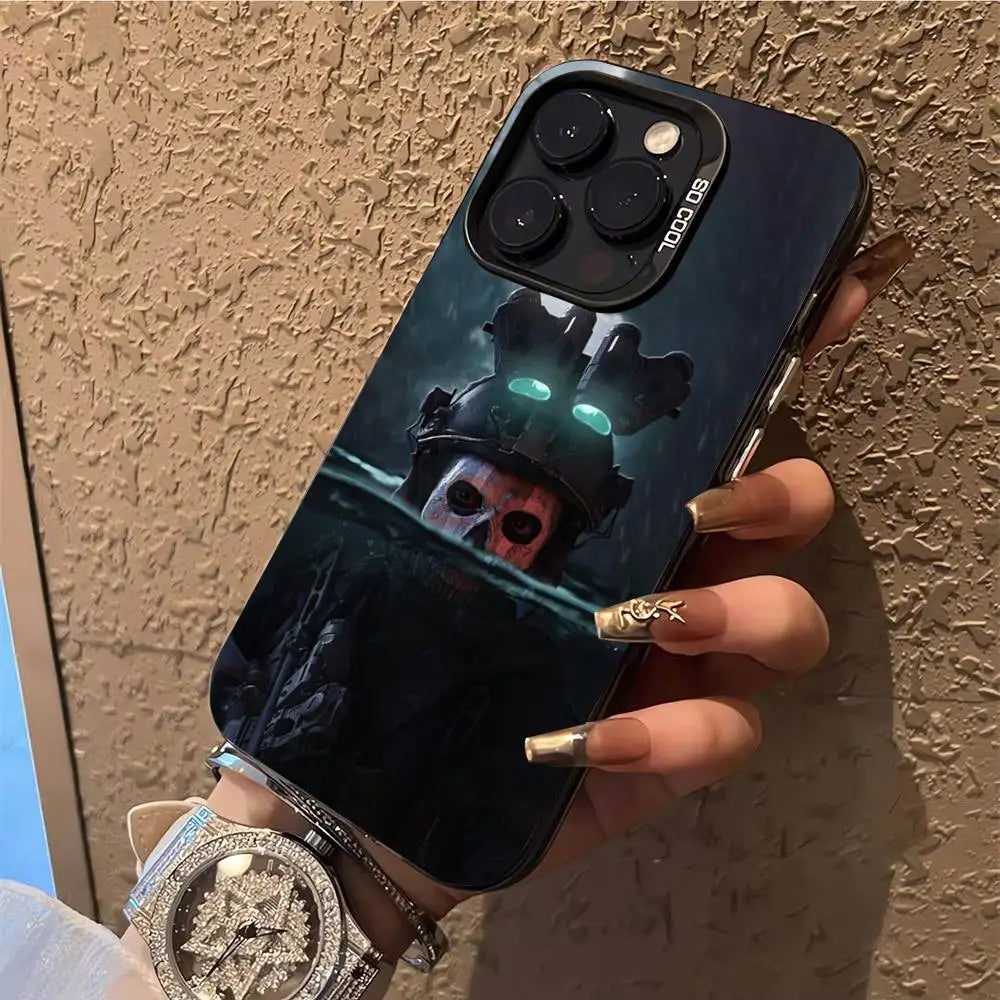Ghost C- Call Of Duty COD Phone Case For iPhone 17,16,15,14,13,12,X,8,Pro,Max,Plus,E,SE4,Air,Mini IMD Matte Black