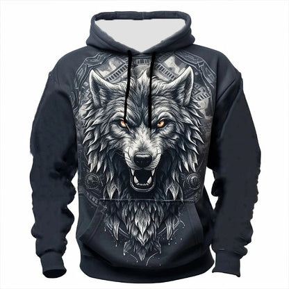 Felpe con cappuccio 3D Print Animal Wolf da uomo e donna, moda autunnale streetwear oversize, pullover Y2K unisex
