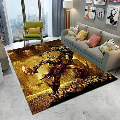 3D God of War Games Carpet Home Living Room Bedroom Sofa Doormat Decor Kids Play Area Rug Non-slip Mechanical Washable Floor Mat